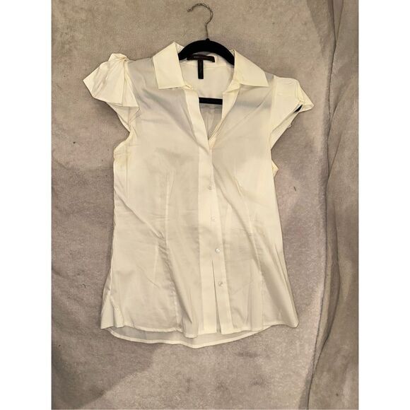 BCBG MAXAZRIA Blouse white with bows on shoulders size S - Picture 1 of 6